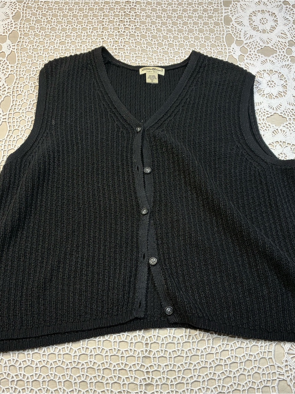 Eddie Bauer men XL black linen & cotton vest